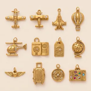 Ensemble de pendentifs en métal sur le thème du voyage pour fabrication de bijoux DIY.