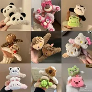 Cute plush cartoon animal hair claws fuzzy hair catch clips for women daily hair styling accessories