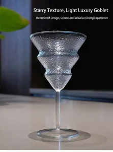 Hammered glass stemware, unique tiered cocktail glass, elegant dessert wine goblet for parties.