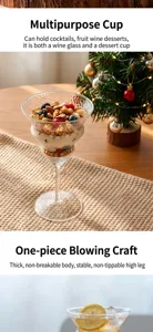 Textured glass cocktail glass and dessert cup with long stem for elegant party use.