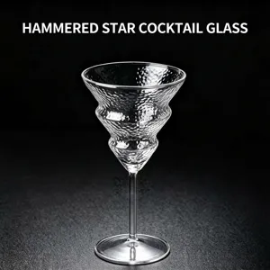 Creative Christmas Tree Shape Star Stem Goblet Hammered Glass Cocktail Dessert Wine Glass For Festive Party Home Decor