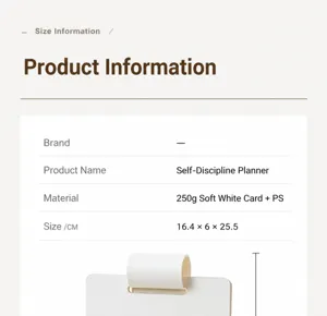 Vista dettagliata del calendario da tavolo con dimensioni e specifiche tecniche precise.