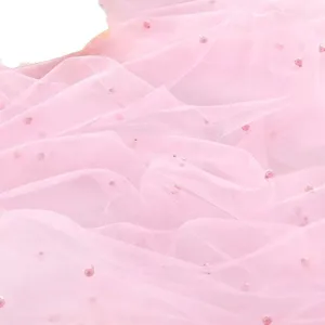 Rosa Perle Tüll Stoff Tischläufer Mesh dekorative Tischdecke Dessert Tisch Hintergrund