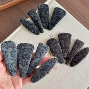 Black velvet hair clips vintage floral snap clips daily styling hair accessories for women