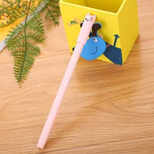 Cute cat cap gel pen with pink barrel for school and office writing supplies stationery item.