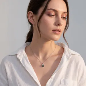 Modische einfache herzförmige grüne Moos Anhänger Halskette S925 Silber Schmuck für Damen