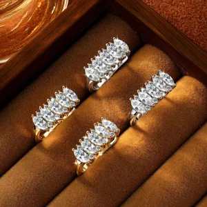 Superbes bagues en grappe de moissanite taille marquise en or et argent élégants.