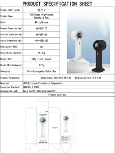 Handheld portable mini fan USB rechargeable 100-speed personal cooling fan for desk travel.