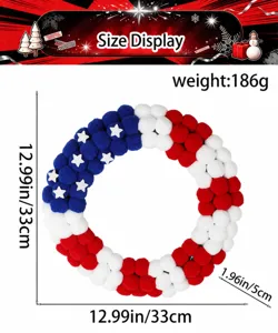American Independence Day pom pom wreath wall hanging holiday party home decoration props
