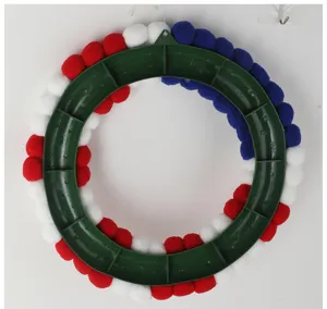 Red white blue pom pom wreath American independence day hanging wall decor holiday item