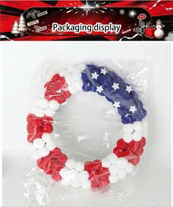 Independence Day pom-pom wreath wall hanging home festival decoration prop for party display