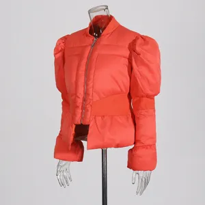 Stylish women winter puffer jacket slim solid color cozy outerwear for daily casual wear new