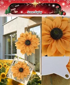 Fabric sunflower wreath door hanging autumn front wall decor floral decoration home ornament