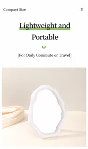 Detailed view of the white irregular cloud makeup mirror, perfect for aesthetic desktop decor.