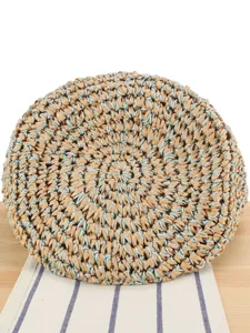 Sac a bandouliere rond en paille tressee fil bleu vacances d'ete plage sac femme