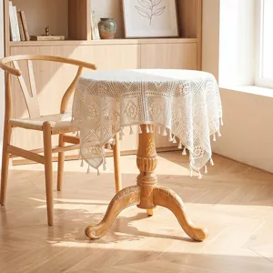American Vintage Hollow Knit Lace Tablecloth Cotton Blend Luxury Decorative Round Rectangular Table Cloth For Home Dining Room