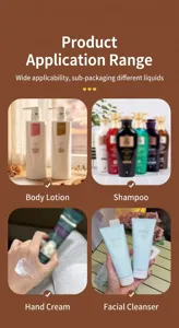 Portable travel plastic lotion pump bottle empty container for shampoo and skincare liquid.