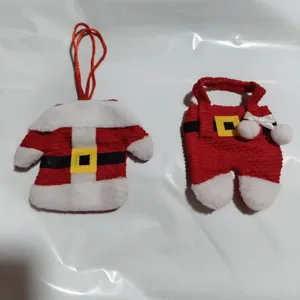Kerst mini Santa kostuum bestekhouder set, feestelijke tafeldecoratie, 2 stuks.