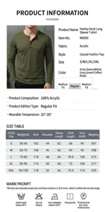 Men solid color henley long sleeve t-shirt casual slim fit autumn basic top detail
