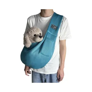 Bolso bandolera de malla transpirable para mascotas gatos y perros, cómodo transporte.