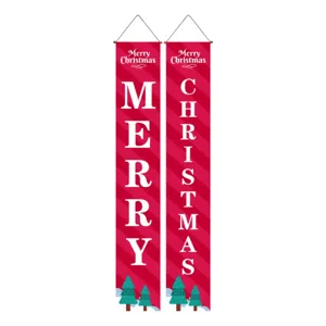 Christmas porch banners hanging decorations red holiday couplets for home indoor party decor.
