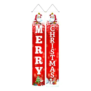 Christmas hanging banners porch decorations red holiday couplets party indoor outdoor decor