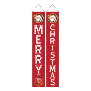 Christmas decorative porch banners hanging flags red vertical couplets for holiday indoor decor