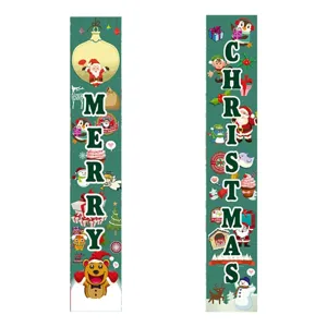 Christmas porch banner hanging decorations set, festive outdoor indoor holiday party supplies.