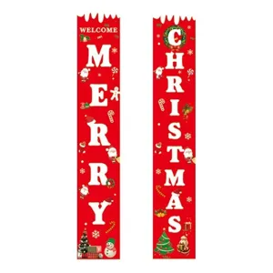 Christmas decorative door banner red hanging flags set for indoor holiday party porch home decor