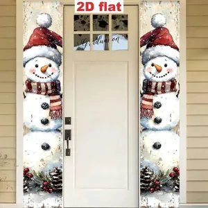 Christmas snowman porch banners holiday hanging flags winter door decorations 2D flat