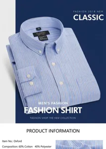 Classic men's long sleeve striped button down shirt, comfortable business casual top.