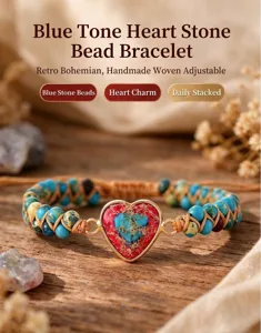 Detailansicht des handgefertigten Imperial-Stein-Herz-Armbands mit verstellbarem Doppeldesign.