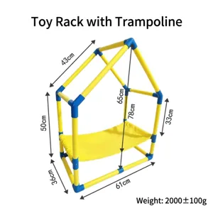 Struttura giocattolo in PVC con trampolino per animali o bambini, facile da assemblare.