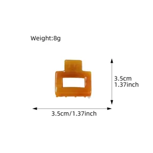 Pequeña pinza de pelo cuadrada de acetato 3.5cm, accesorio de moda para peinado diario.