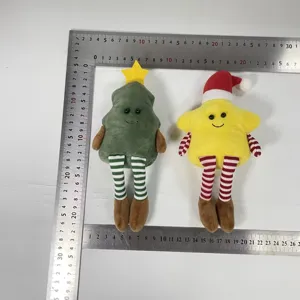 Weihnachts Plueschspielzeug Baum und Stern Stoffsueppchen mit langen gestreiften Beinen.