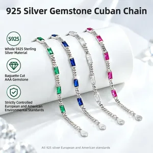 Vintage 925 Sterling Silver Rectangular Zirconia Bracelet For Women Gold Plated Elegant Jewelry Wedding Banquet Gift