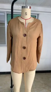Freizeit V-Ausschnitt langarm lose knopfbluse oberteil bekleidung feines detail