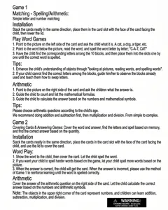 Detailed gameplay instructions and rules for educational letter and number matching toys.