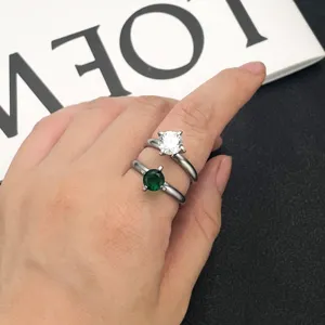 Acciaio titanio doppio anello zircone stile coreano elegante argento anello gioielli donna