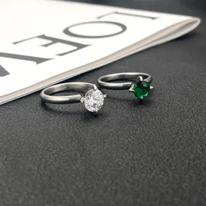 Anelli Zircone Acciaio Inossidabile Donna Minimalista Moda Colore Argento Gioiello Accessorio