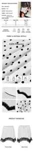 Polka dot lace mini skirt detail view, lightweight polyester, elegant hem, stylish commuting.