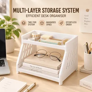 Tiered Storage Rack Plastic Hollow Cat Paw Desktop Shelf For Cosmetics Makeup Stationery Kitchen Organization White