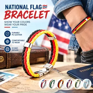 Pulsera Trenzada De Cuero PU Colores Bandera Nacional Hebilla Aleación Joyería Casual Unisex