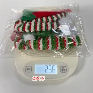 Set mini copribottiglia di vino di Natale cappello sciarpa a righe rosso verde 2pz