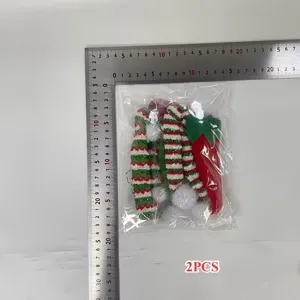 Set di mini copertine per bottiglie di vino di Natale, cappello e sciarpa a righe rosso verde 2pz