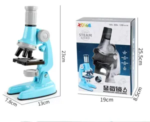 Kids science microscope toy set with 1200x magnification, educational STEM gift for students.