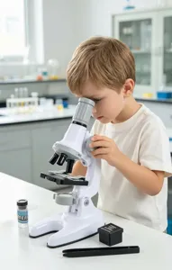 Children science microscope toy set with experimental accessories for student biology learning