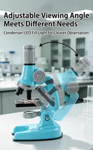 Kids Science Microscope Toy Educational Biological Experiment Tool with Adjustable Angle