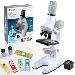Children Optical Microscope Toy Science Experiment Kit LED Light 1200X Magnification Educational STEM Learning For Students