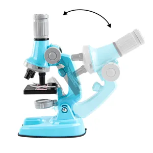 Children science microscope toy with adjustable tilt angle and 600x magnification main view